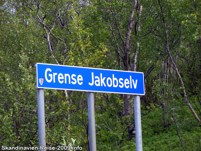 Grense Jakobselv Ortseingansschild