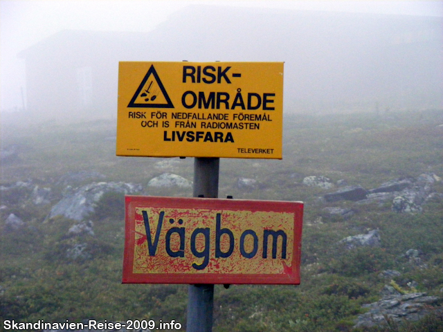 Warnschild auf dem Dundret