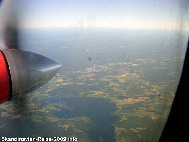 Südschwedische Landschaft während des fluges