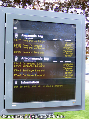 Fahrplan am Bahnhof Morastrand