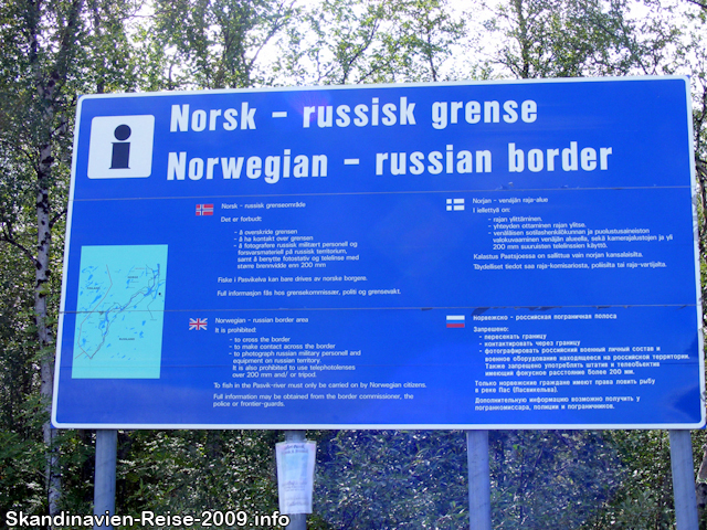 Hinweise für Verhalten an der Norwegisch/Russichen Grenze