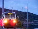 Inlandsbahn bei der durchfahrt von Porjus